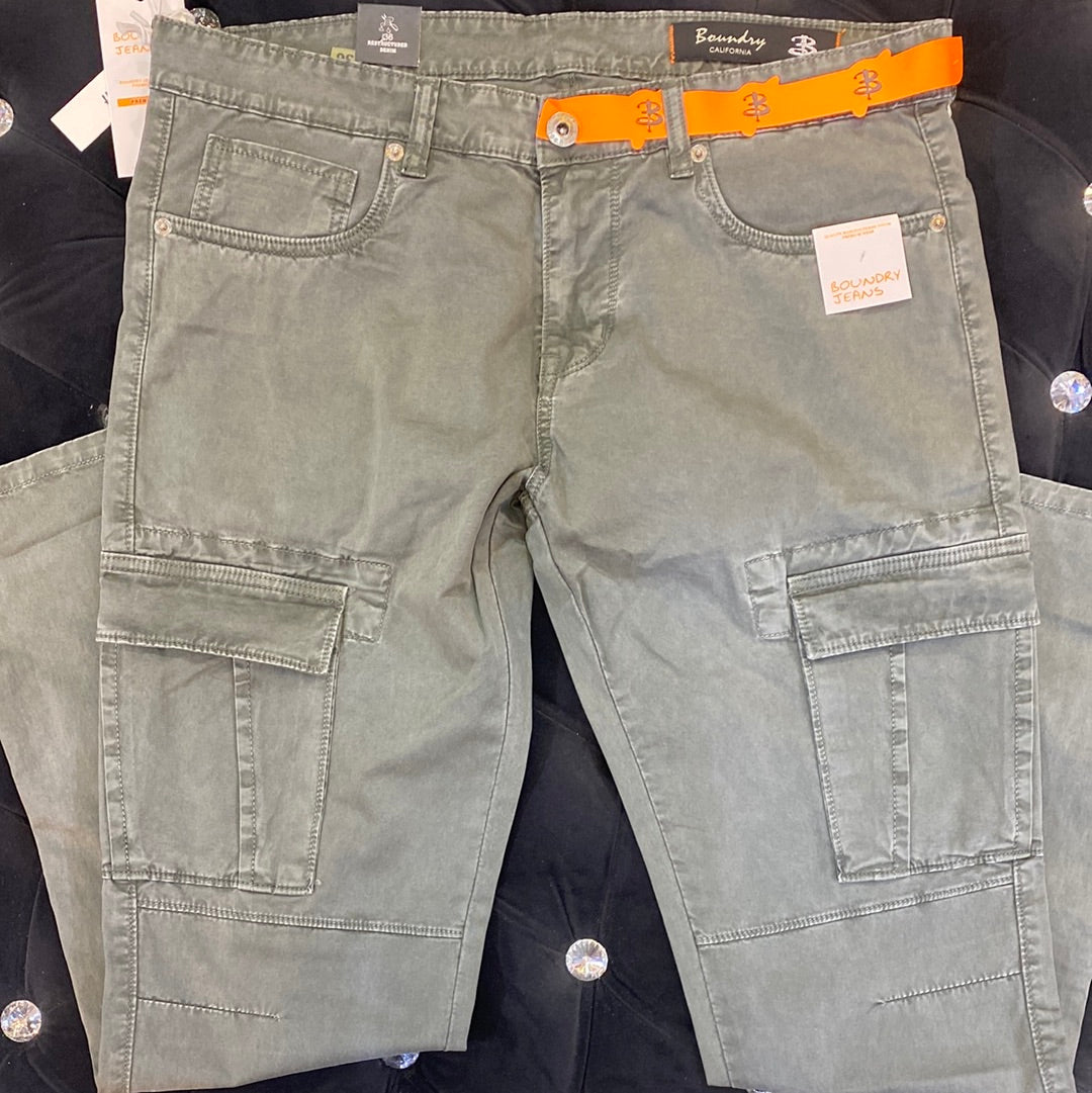 Green Military Boundry Jeans Cargo 26555 AF Inudstry Premium Restructured Denim