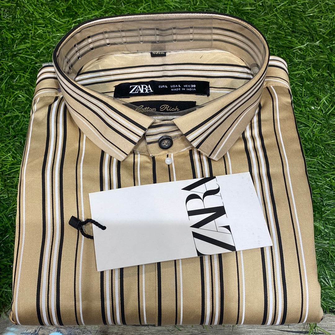 Beige of white black Colour Lines Zar raz zr  Shirts 110102