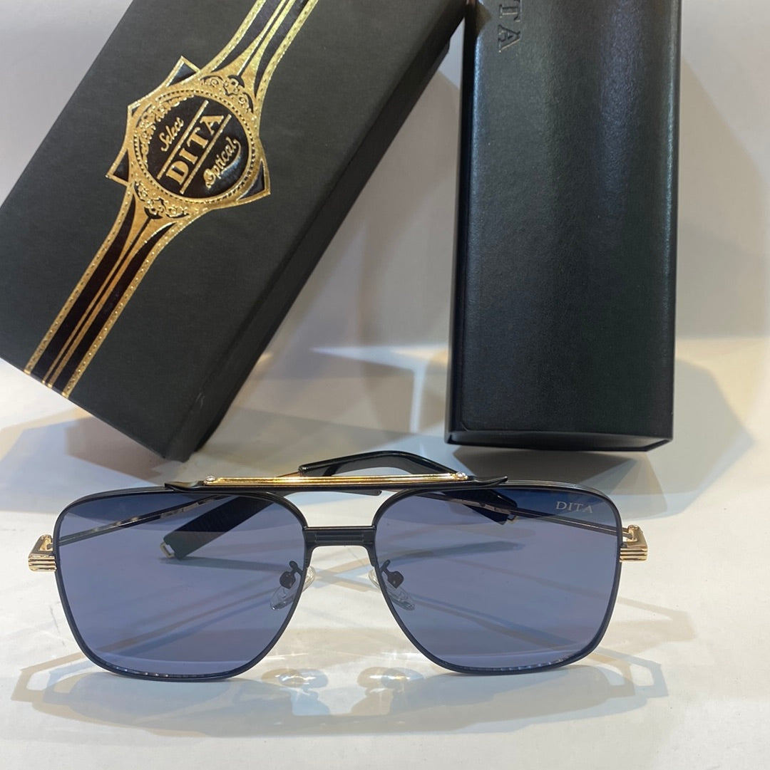 TID Gold Frame Black Shade Unisex Branded Sunglasses 2A376 46 13-138