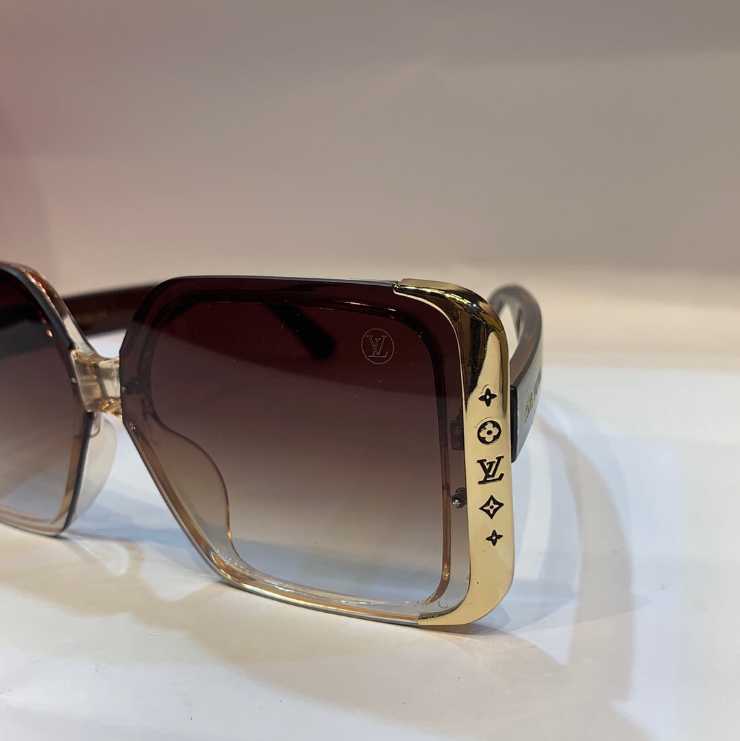 UOL VL Glossy Brown Frame Brown Shade Unisex Sunglass Z1664E 55 19-150