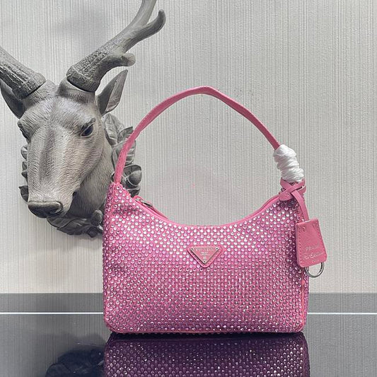 ARP PRA Pink Colour Satin Mini Bag With Artificial Crystal In Pink Ladies Hand Bag 2268