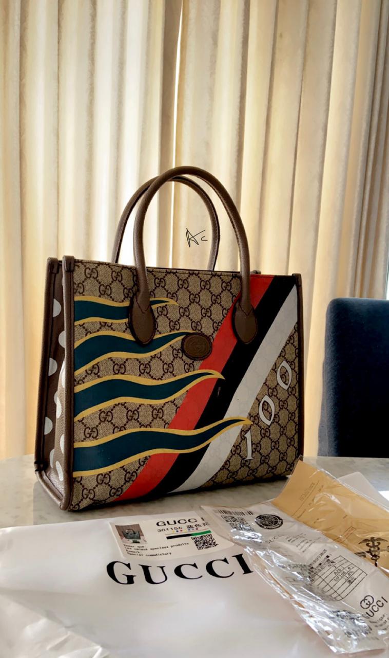 CUG GUC Brown Authentic Colour Full Print Ladies Tote Bag 9302