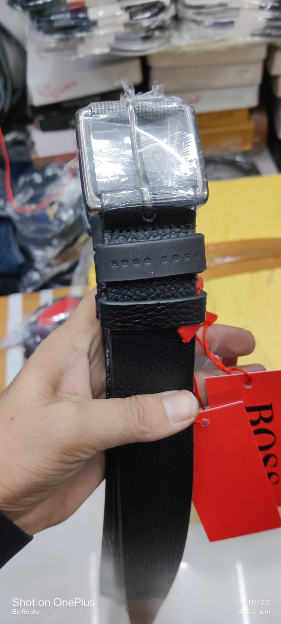 SOB Black Colour Sliver Buckle Genuine Leather Surplus Men’s Belt 987671