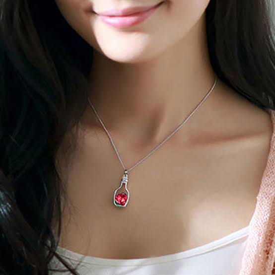Pink Bottle Heart Shaped Pendant