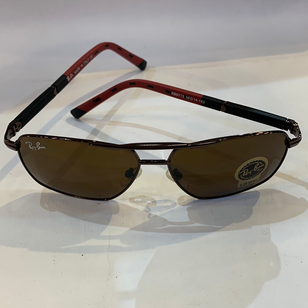 YAR RB Brown Black Frame Brown Shade Unisex Sunglass RB9713 56 14-142