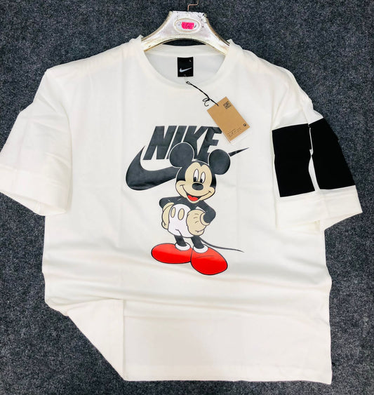 Black Colour Kin Nik Micky Printed Drop-Shoulder T-Shirt