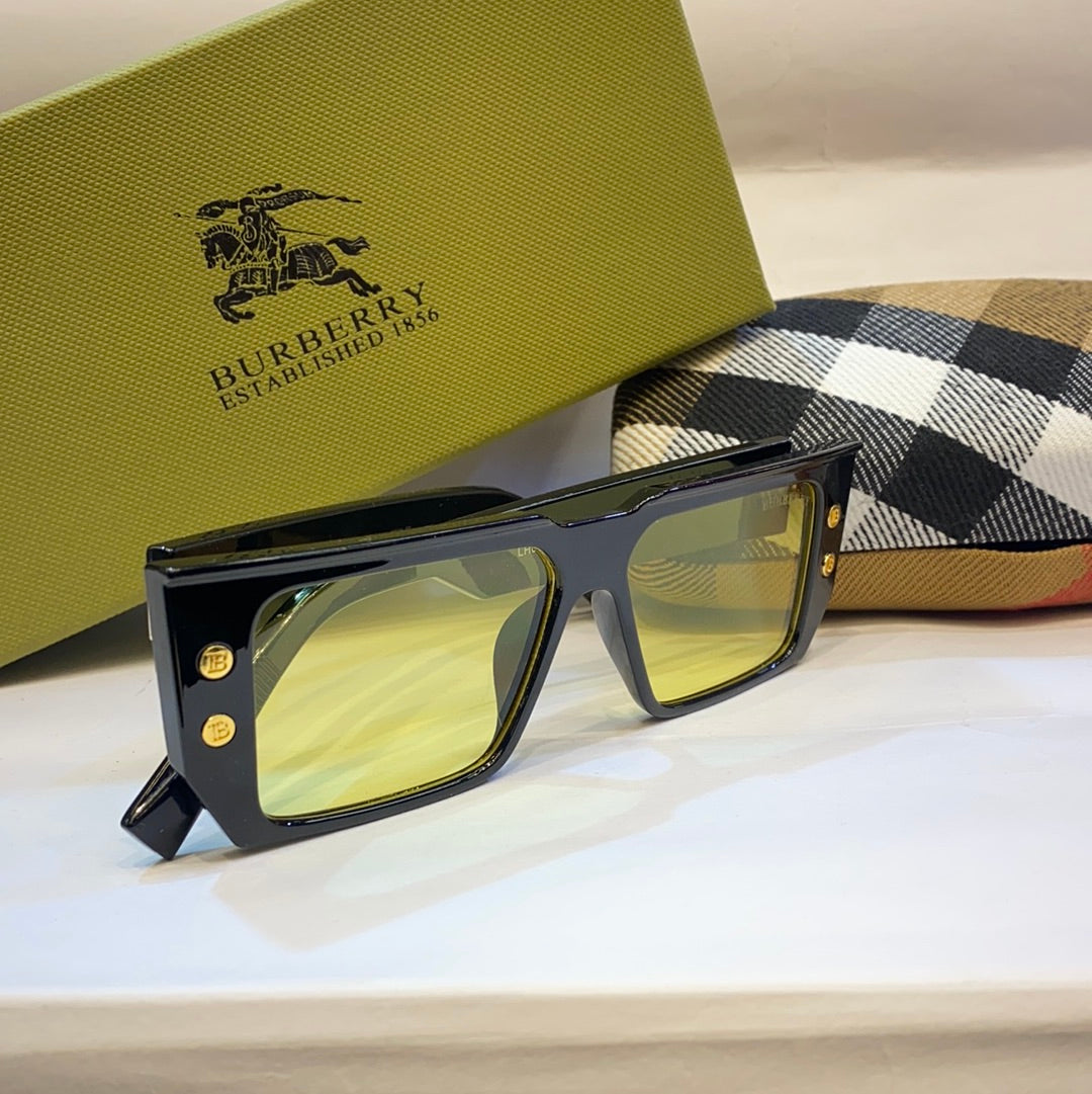 RUB Black Frame Yellow Shade Unisex Branded Sunglasses LH037 5515-145 UV 400