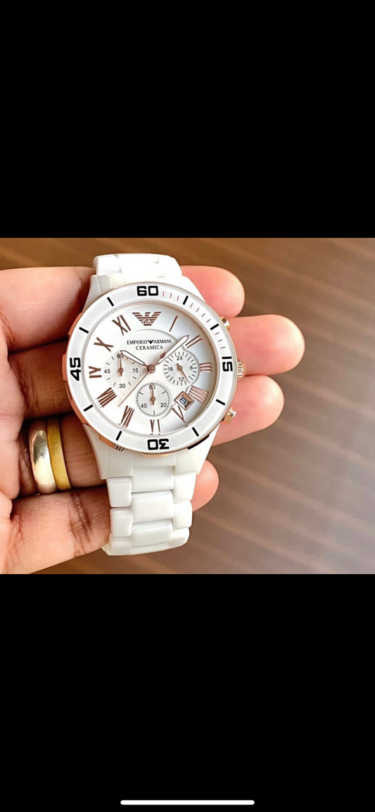 Mra White Chain White Copper Dial Chrono Working Men Watch  401027