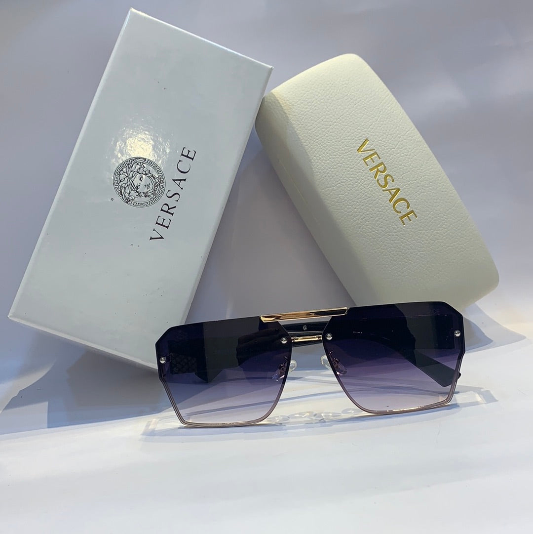 Ver rev Glossy  black gold Frame purple Shade Unisex Sunglass RB 4392 60 16 142