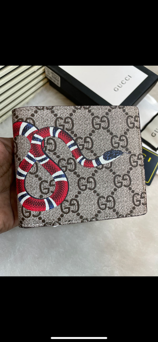 Branded Luxury Italian Leather Wallet Model Silk Screen Apricot Snakes 602230100