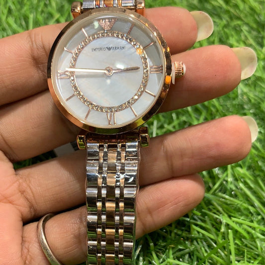Mra Silver Copper Chain White Dial Ladies Watch