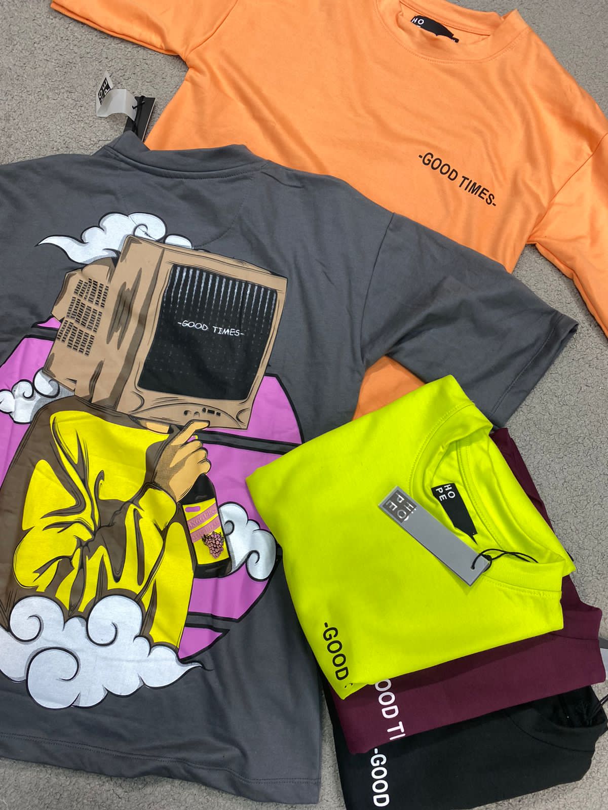 HOPE Maroon Colour With Good Time Back Print Drop Shoulder TShirt 108604