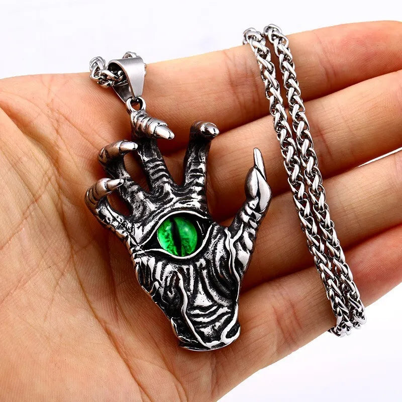 Sliver Devil Claw Halloween Pendant Necklace Chain 50261