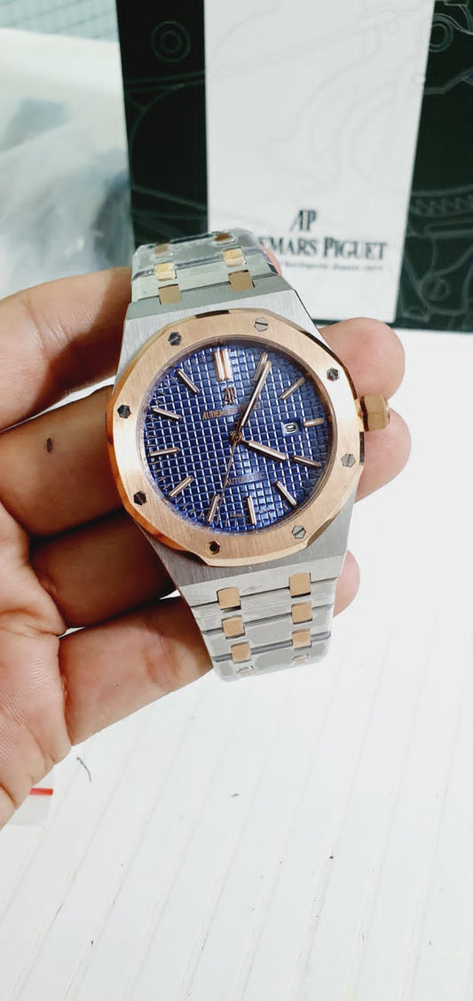 Silver Copper Heavy Chain Blue Dial Automatic Top Premium Quality Watch For Men