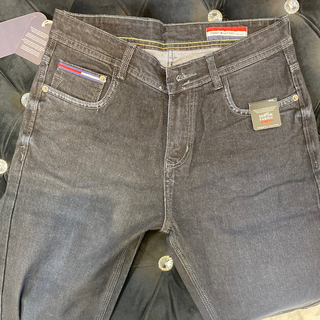HT Mot Tom Black Denim Straight Fit plain jeans Branded Designers Men’s Jeans HT 1985 AAA1