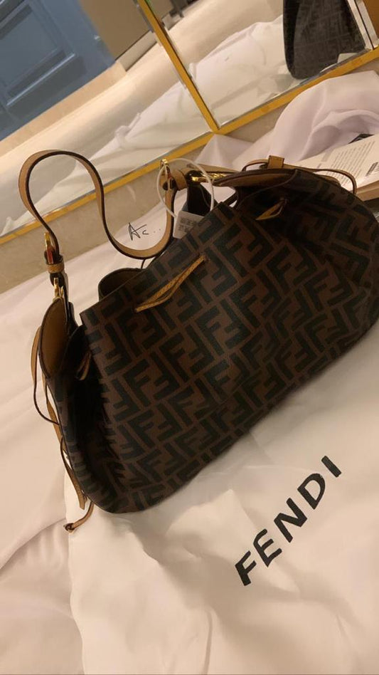 NEF Brown Colour With Underarm Bag The Logo Metal Design Ladies Hand Bag 500920