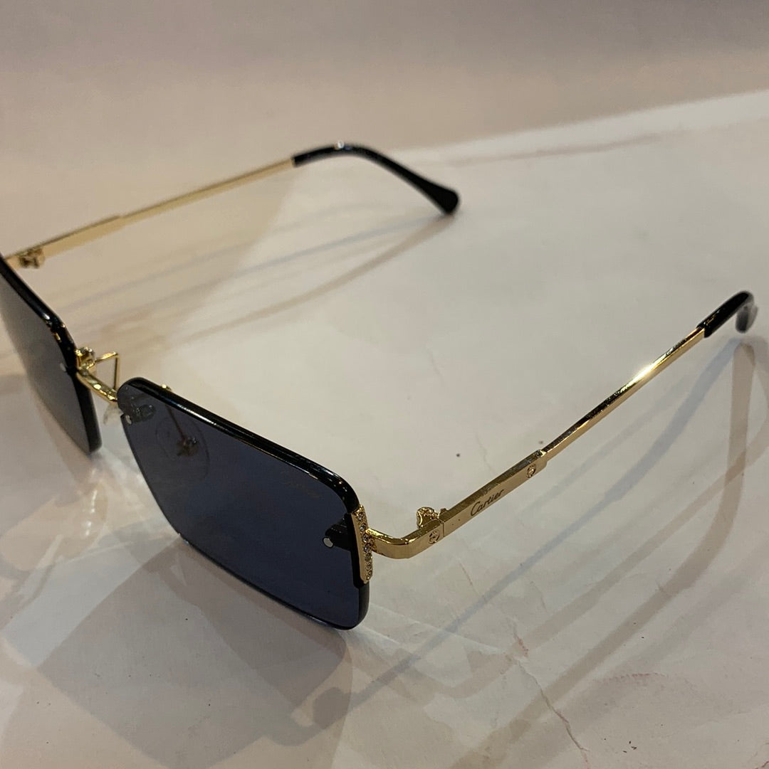 RAC Frameless Golden Stick Black Shade Unisex Sunglasses 2A742 55 17-140