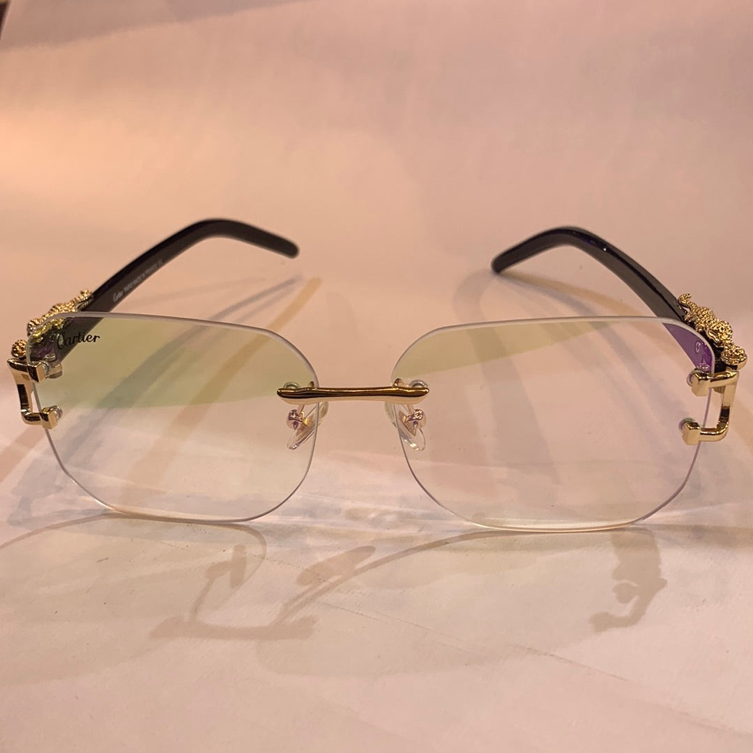 Rac Frameless Black gold stick transparent Shade Sunglasses