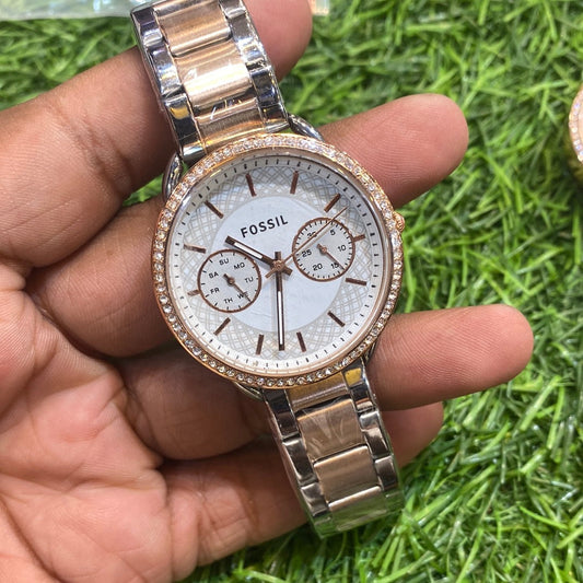 Sof Copper Silver Chain White Dial Ladies Watch