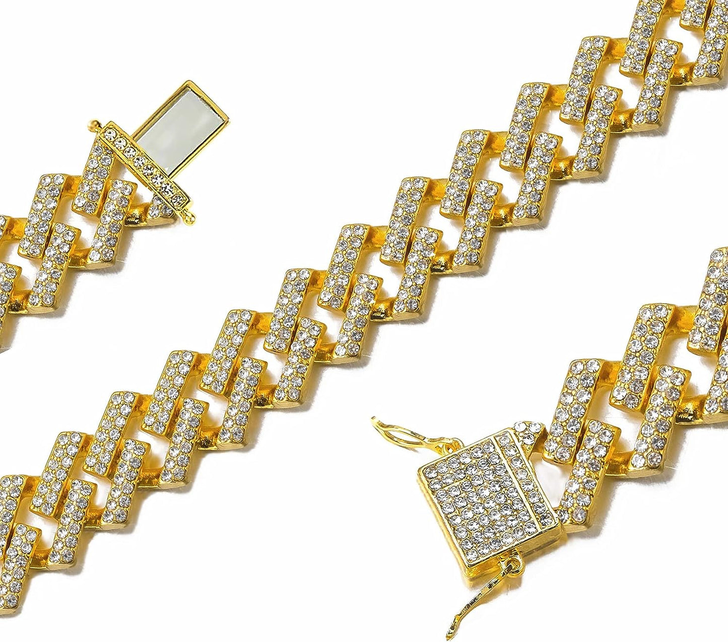 Gold Cuban Link Chain for Men Hip Hop Iced Out Bracelet CZ Diamond  Chain 502341