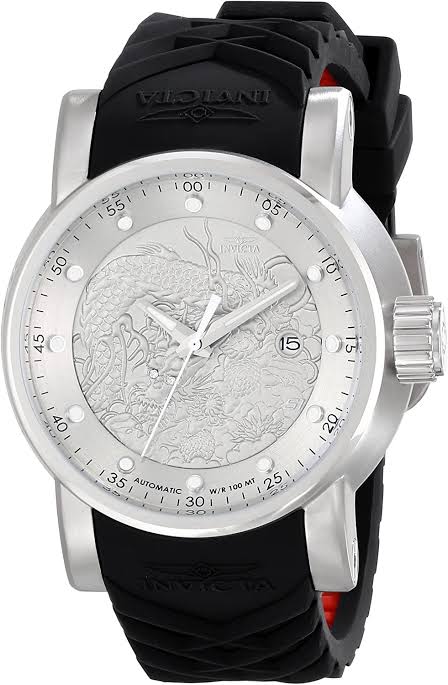 Black Silver Silicone Strap Big Dial Watch For Men