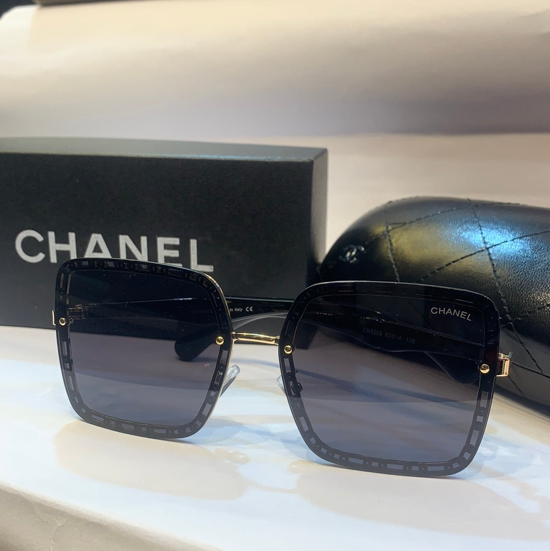 AHC Gold Frame Black Shade with Unisex Branded Sunglass CN8208 6314-138