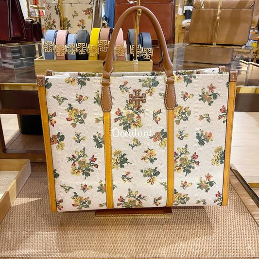 Rot Cream Yellow Colour Flower Print Ladies Hand Tote Bag 75668