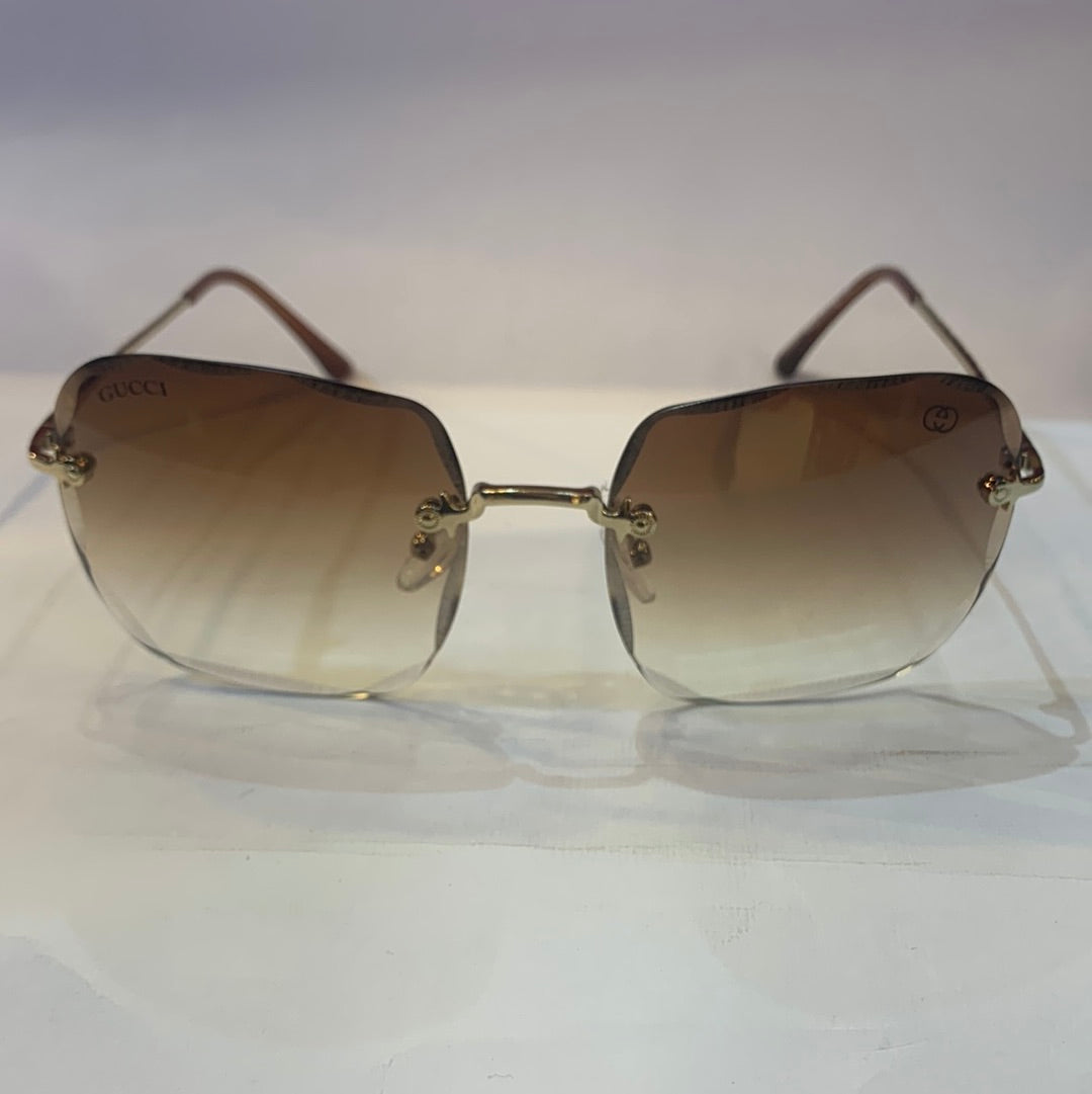 CUG Frameless Golden Brown Stick Brown Transperent Shade Sunglass 68108 59 18-141