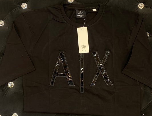 MRA XIA Black Colour With Black XIA Print Drop Shoulder T Shirt 112933