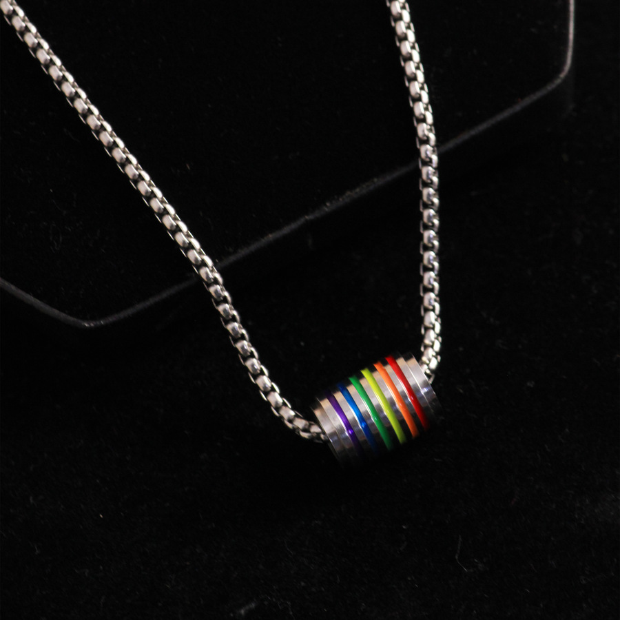 Sliver Rainbow Rotate Chain Pendant Necklace Chain 50313