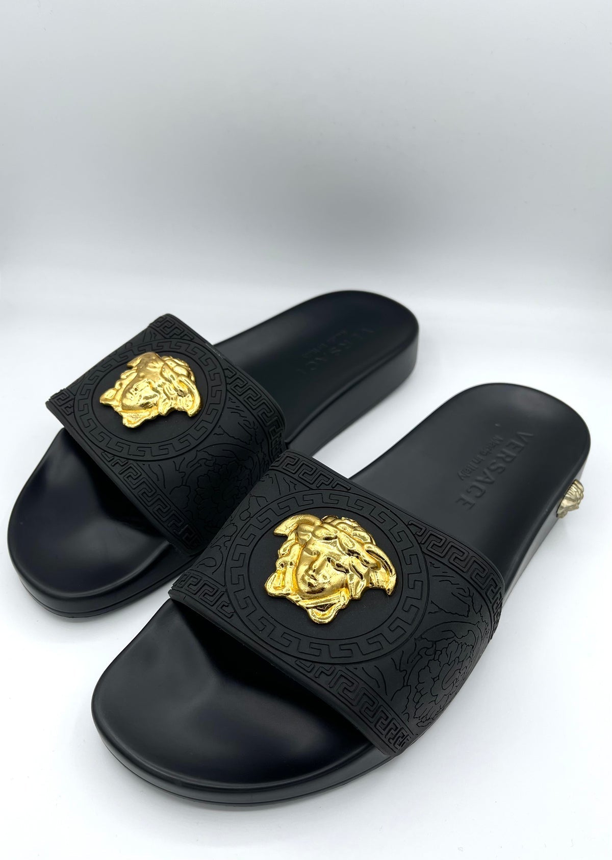 Black Gold Buckle Rev Slippers 280647