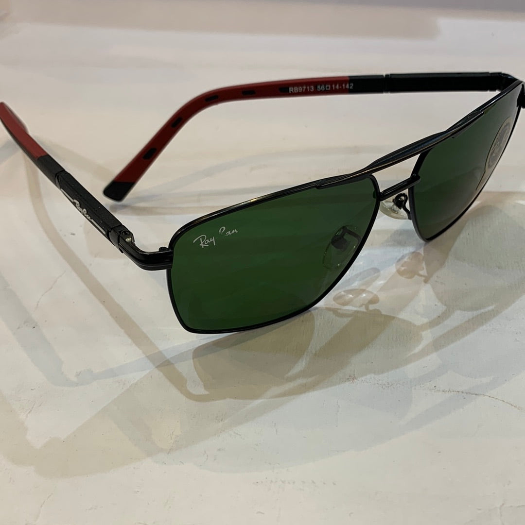 YAR RB Black Frame Green Shade Unisex Sunglass RB9713 56 14-142