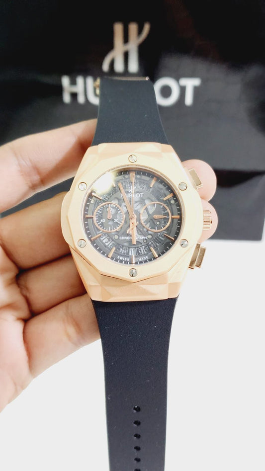Buh Black Silicon Strap Copper Ring Diamond Dial