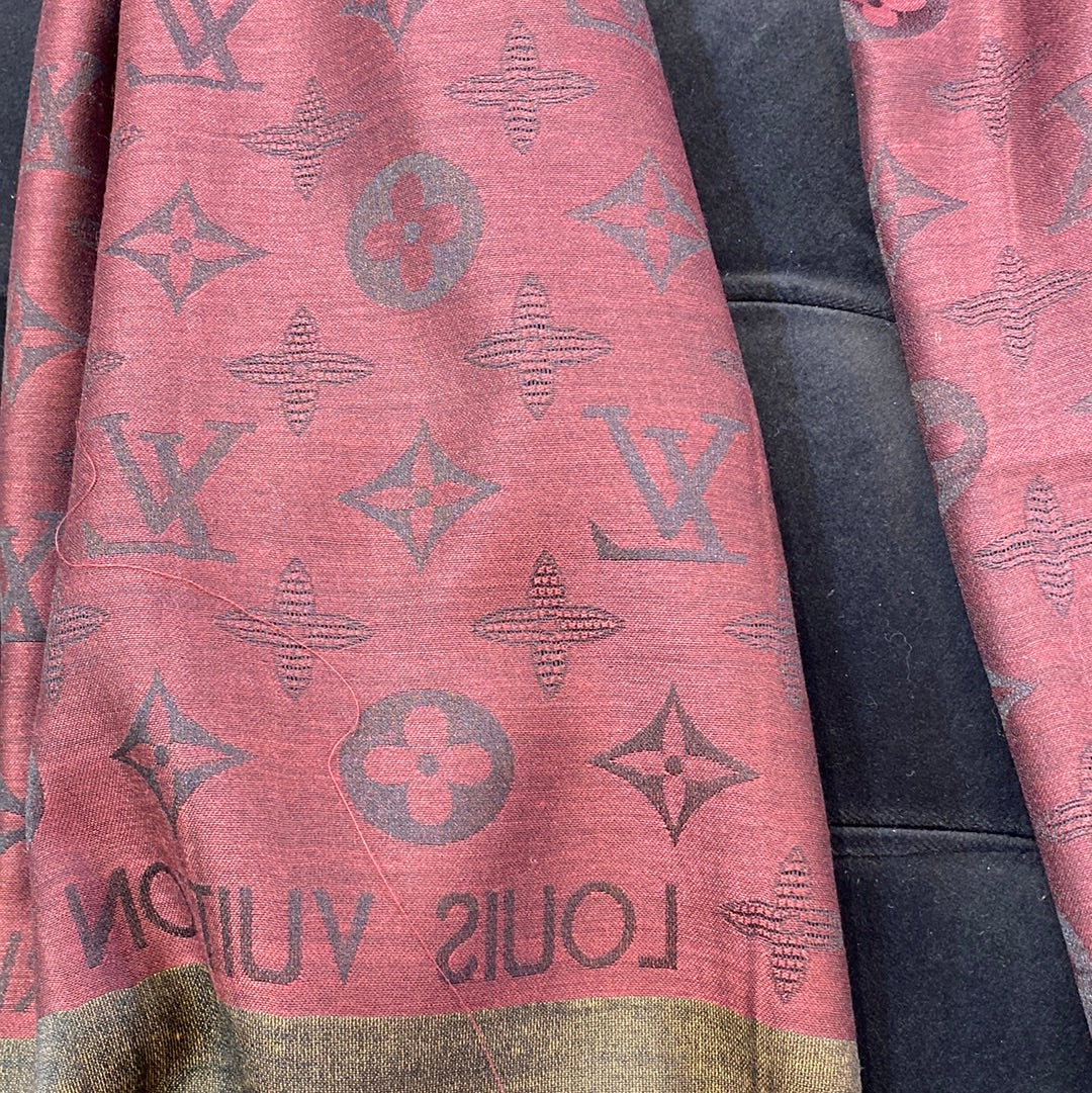 VL Lou Uol Brown Gold Colour VL Print Heavy Quality Muffler  9368