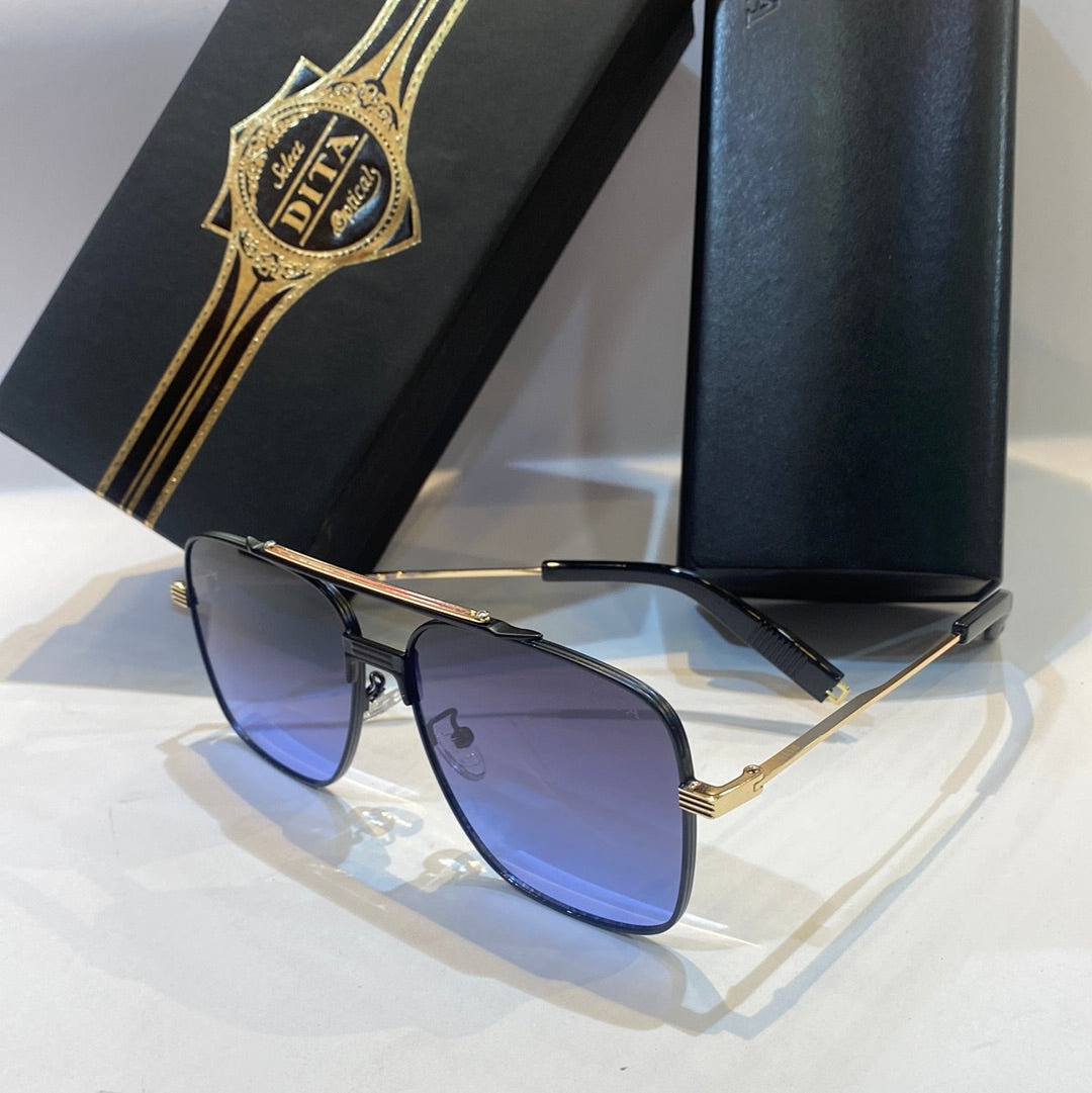 TID Gold Frame Blue Shade Unisex Branded Sunglasses 2A376 46 13-138