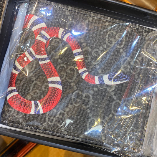 Branded Luxury Italian Leather Wallet Model Silk Screen Black Snakes 60223054