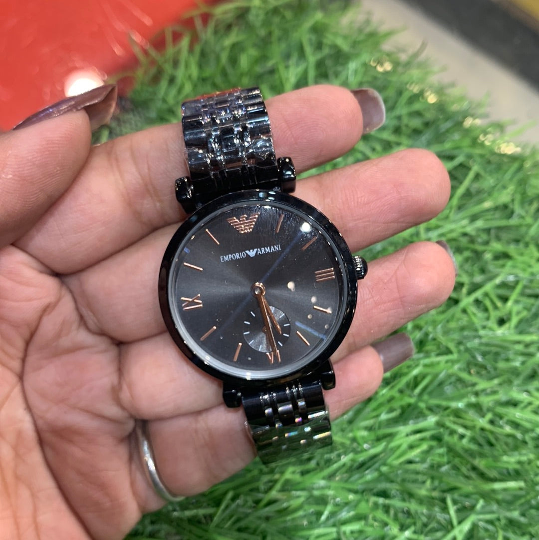 Black Chain Black Stud Dial Ladies Watch
