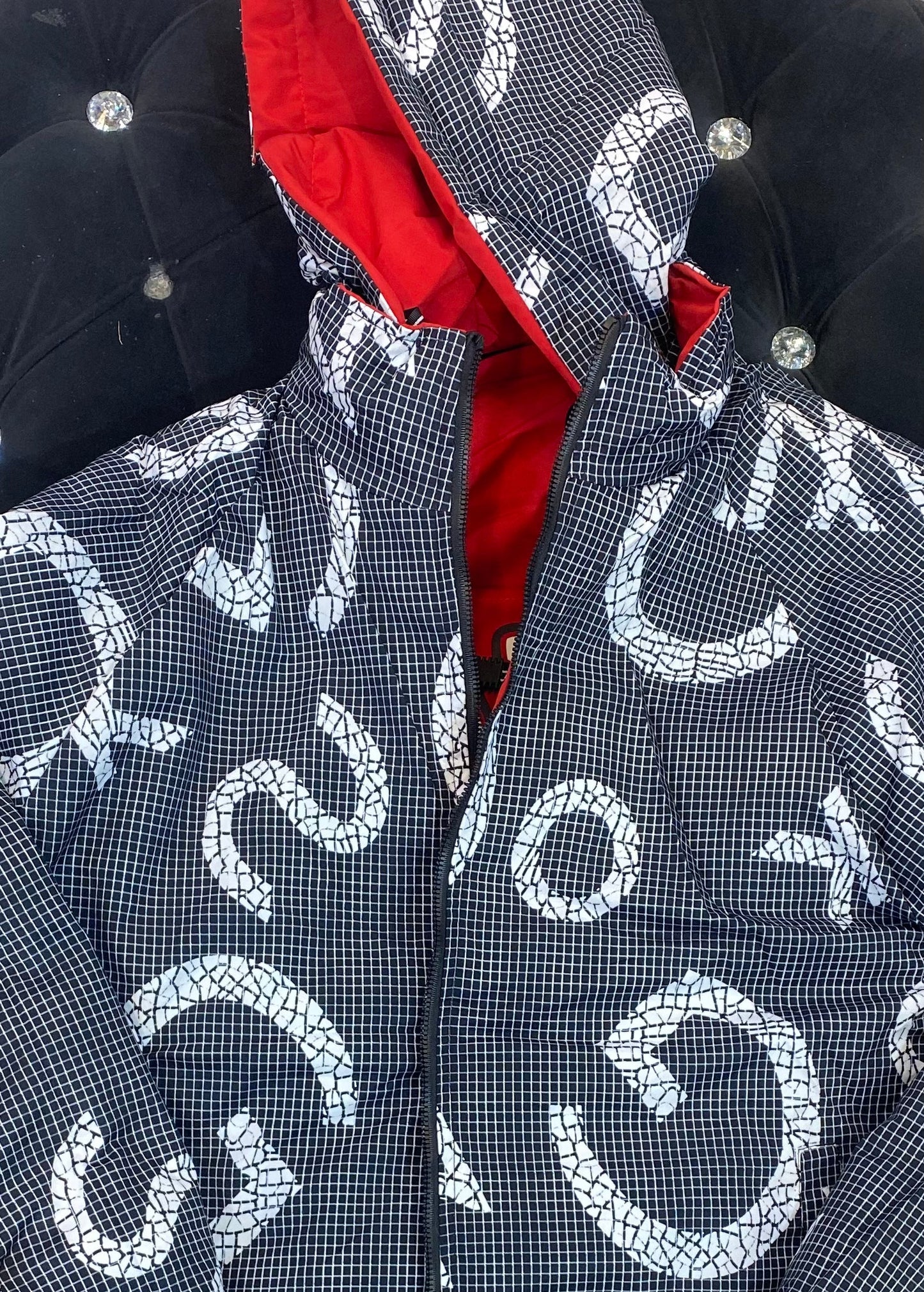 TNAG Red Colour Latter Printed Full Sleeves Solid Hooded Winter Reversible Jacket 89211