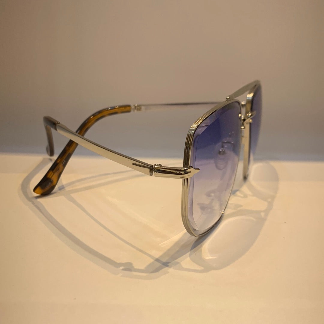 BD Golden Silver Frame Blue Shade Sunglass