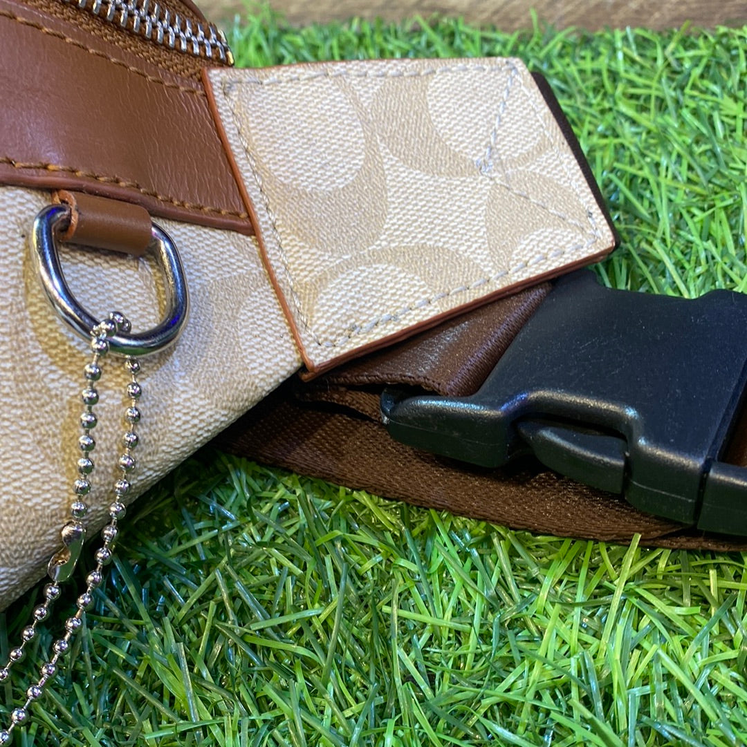 Cream Brown  Waiste Fanny Side Unisex Bag