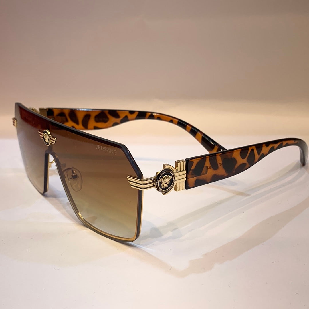REV Gold Leopard Frame Brown Shade Unisex Sunglass 8517 64 17-145