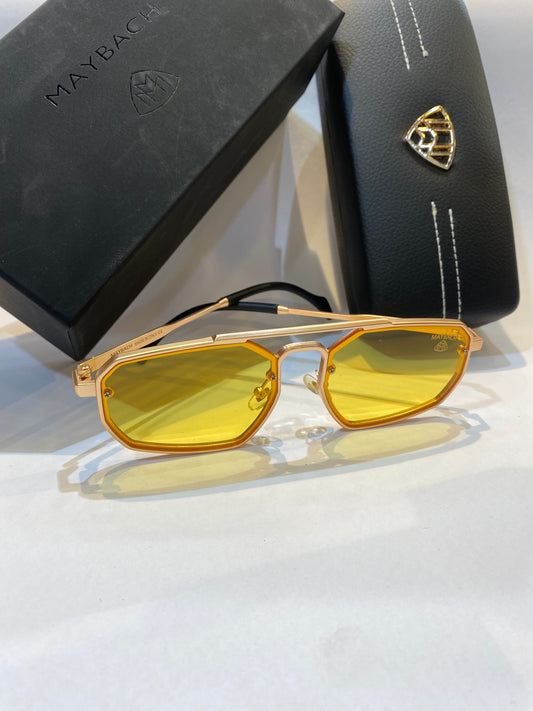 YAM Gold Frame Yellow Shade Unisex Branded Sunglasses 2185 58 18-148