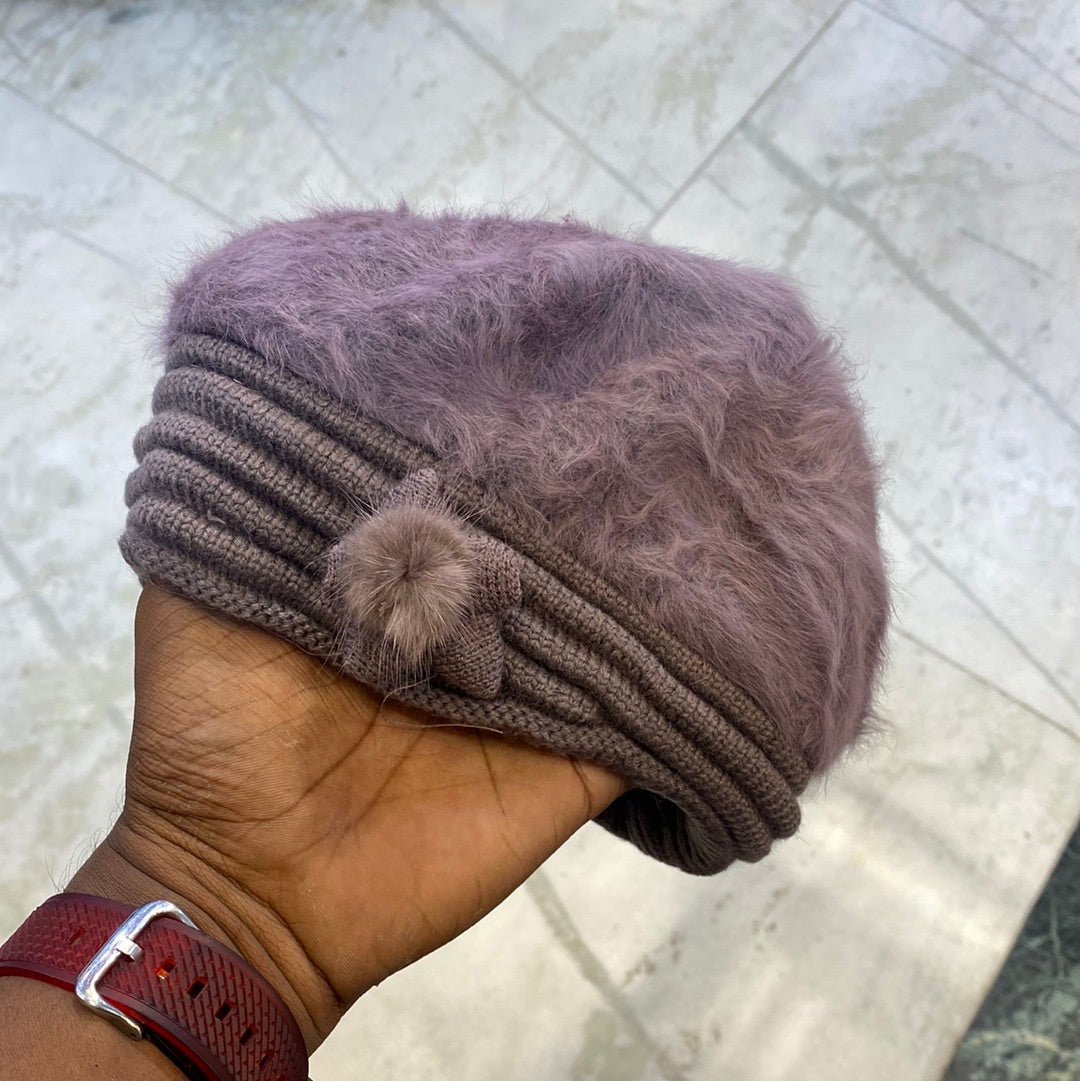 Peach Colour Women Winter Warm Knitted Pumpkin Hat Casual Plus Bean Ladies Cap 9349