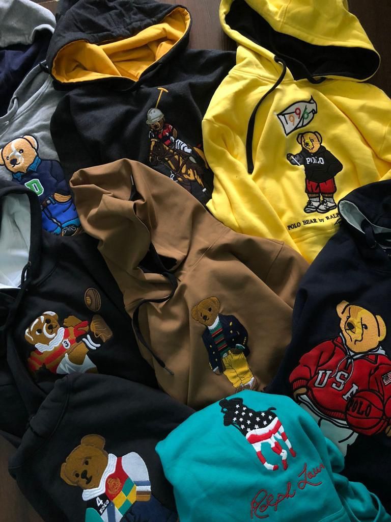 RL LOP POL Yellow Colour Hoodie Teddy Bear Man Unisex  9150