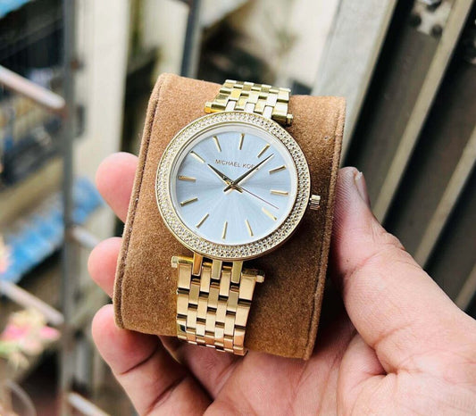 CIM Gold Chain White Dial Gold Stud Ladies Watch 401414