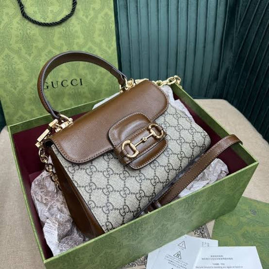 Cug Brown Cream Gg Print Cug Lock Premium Quality 55009