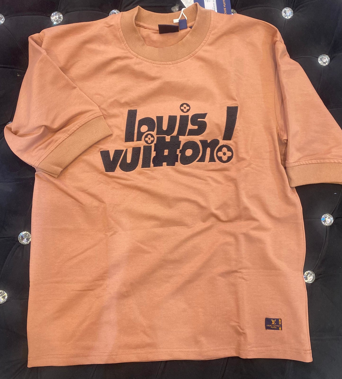UOL VL Peach Colour With Vl Embroidery Logo Down Drop Shoulder TShirt 510463