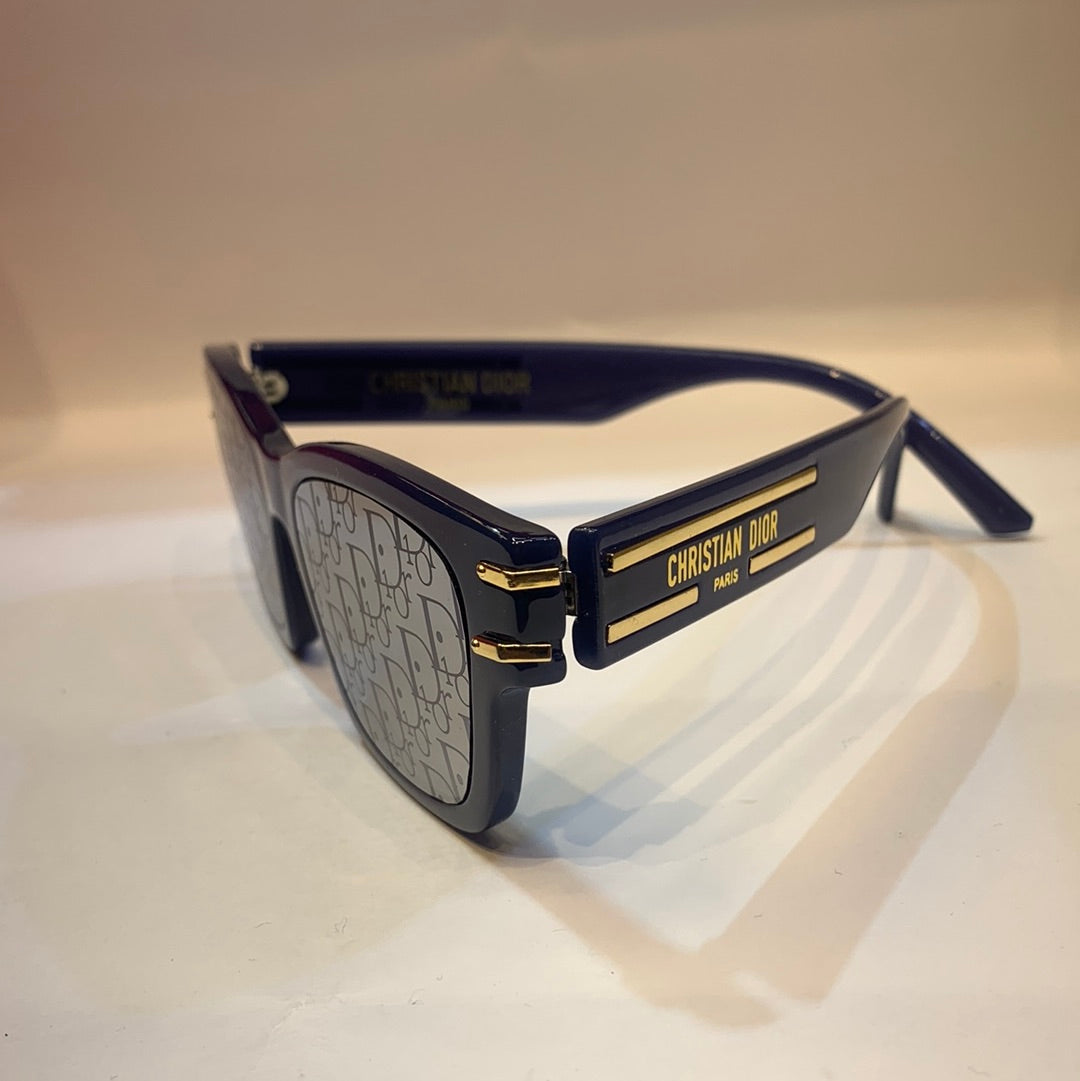 OID Blue Frame Sliver Shade With Print Unisex Sunglass SU8 53 20-148