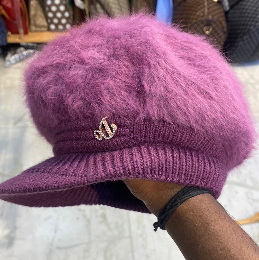 Pink Colour DO Wool Women's Fashion Hat Plush Knitted Wind Shield Ear Guard Solid Color Atmosphere Simple Autumn and Winter Warm Hat DO Cap 9352