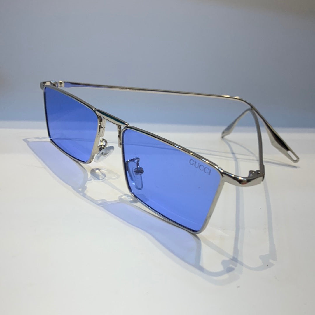 Cug Silver Frame Sky Blue Shade Unisex Sunglass 9098 54 17-147
